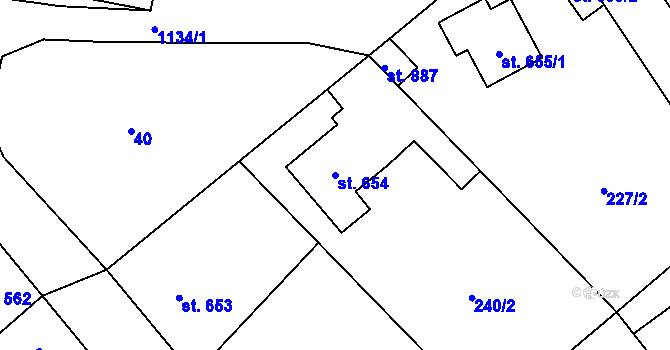 Parcela st. 654 v KÚ Kamenné Žehrovice, Katastrální mapa