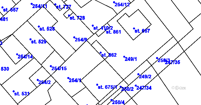 Parcela st. 862 v KÚ Kamenné Žehrovice, Katastrální mapa