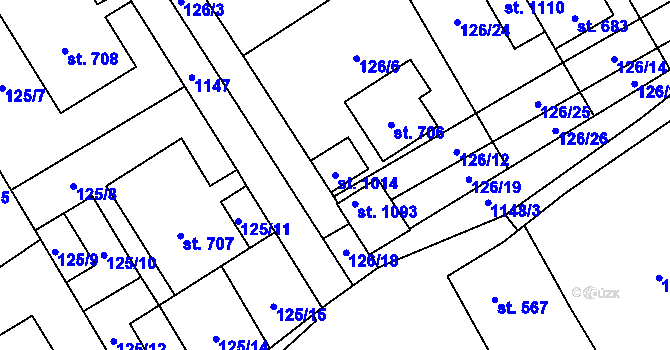 Parcela st. 1014 v KÚ Kamenné Žehrovice, Katastrální mapa