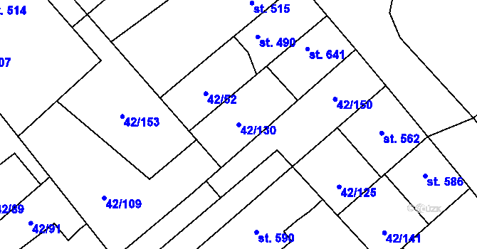 Parcela st. 42/130 v KÚ Kamenné Žehrovice, Katastrální mapa