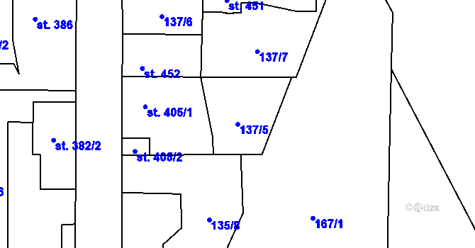Parcela st. 137/5 v KÚ Kamenné Žehrovice, Katastrální mapa