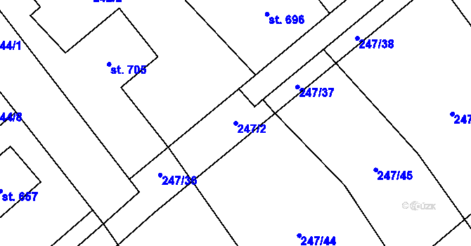 Parcela st. 247/2 v KÚ Kamenné Žehrovice, Katastrální mapa