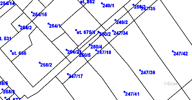 Parcela st. 247/18 v KÚ Kamenné Žehrovice, Katastrální mapa