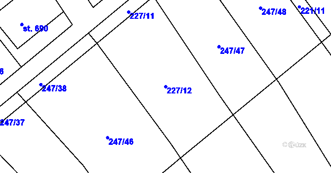 Parcela st. 227/12 v KÚ Kamenné Žehrovice, Katastrální mapa