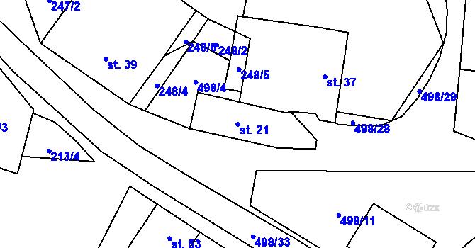 Parcela st. 21 v KÚ Kamenný Malíkov, Katastrální mapa