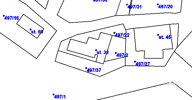 Parcela st. 32 v KÚ Kamenný Malíkov, Katastrální mapa