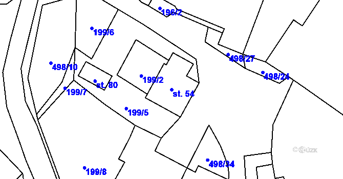 Parcela st. 54 v KÚ Kamenný Malíkov, Katastrální mapa