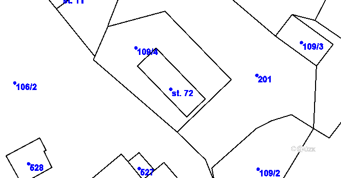 Parcela st. 72 v KÚ Kamenný Malíkov, Katastrální mapa