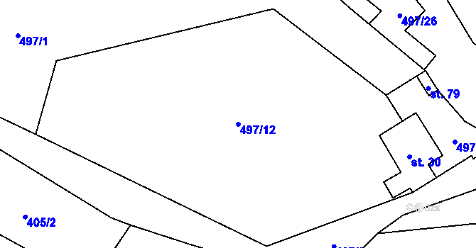 Parcela st. 497/12 v KÚ Kamenný Malíkov, Katastrální mapa