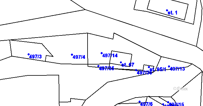 Parcela st. 497/14 v KÚ Kamenný Malíkov, Katastrální mapa