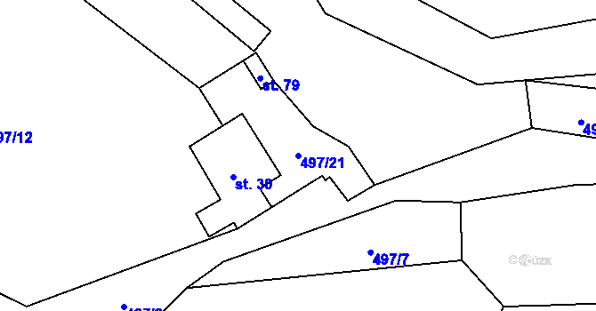 Parcela st. 497/21 v KÚ Kamenný Malíkov, Katastrální mapa