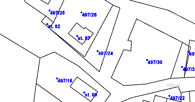 Parcela st. 497/24 v KÚ Kamenný Malíkov, Katastrální mapa