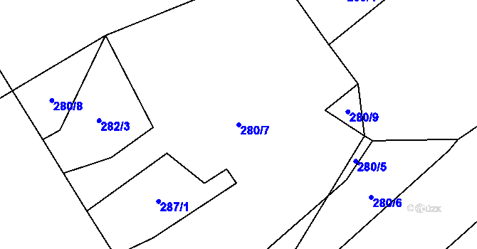 Parcela st. 280/7 v KÚ Kamenný Malíkov, Katastrální mapa