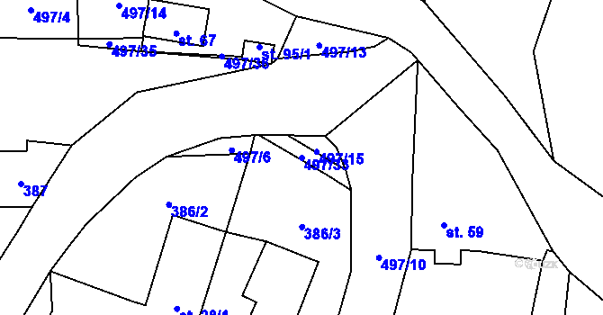 Parcela st. 497/33 v KÚ Kamenný Malíkov, Katastrální mapa