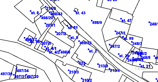 Parcela st. 498/32 v KÚ Kamenný Malíkov, Katastrální mapa