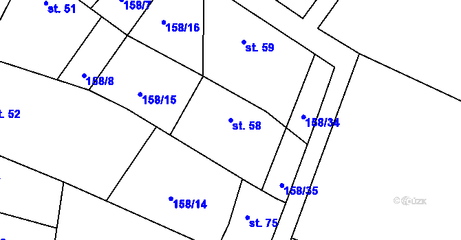 Parcela st. 58 v KÚ Hostěradice, Katastrální mapa