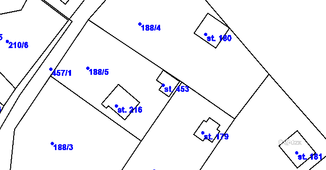 Parcela st. 453 v KÚ Hostěradice, Katastrální mapa