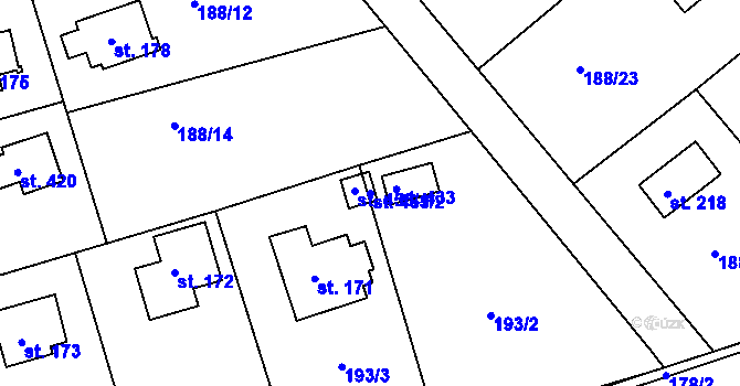 Parcela st. 455/2 v KÚ Hostěradice, Katastrální mapa