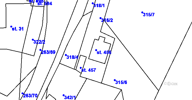 Parcela st. 456 v KÚ Hostěradice, Katastrální mapa