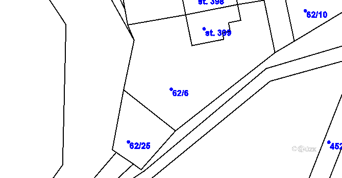 Parcela st. 62/6 v KÚ Hostěradice, Katastrální mapa