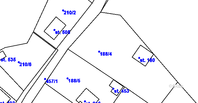 Parcela st. 188/4 v KÚ Hostěradice, Katastrální mapa