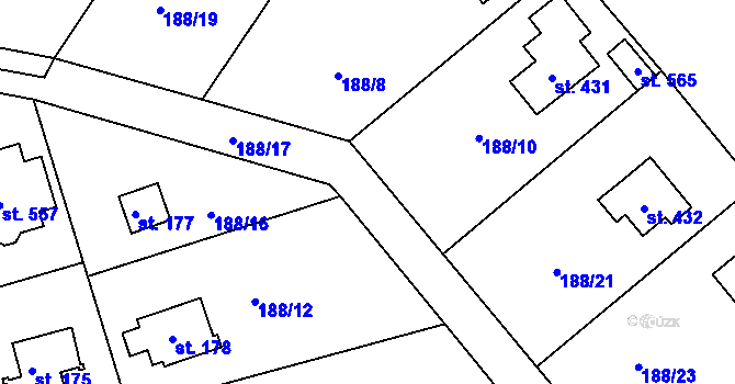 Parcela st. 188/11 v KÚ Hostěradice, Katastrální mapa