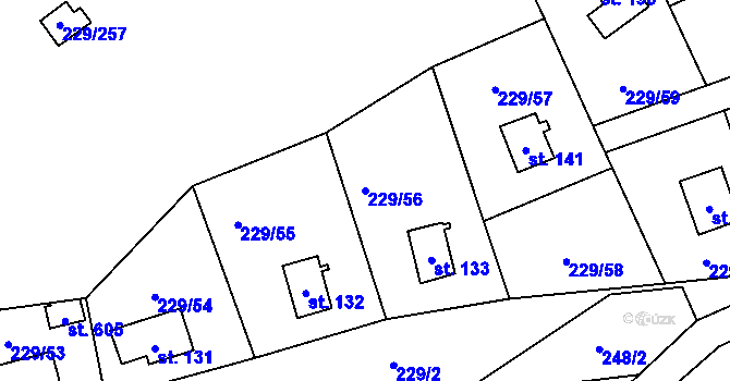 Parcela st. 229/56 v KÚ Hostěradice, Katastrální mapa