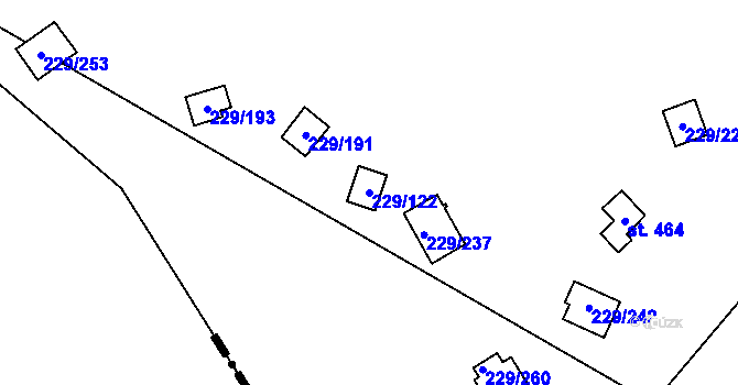 Parcela st. 229/122 v KÚ Hostěradice, Katastrální mapa