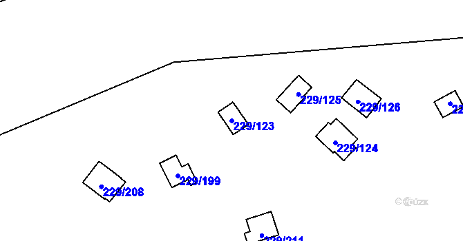 Parcela st. 229/123 v KÚ Hostěradice, Katastrální mapa