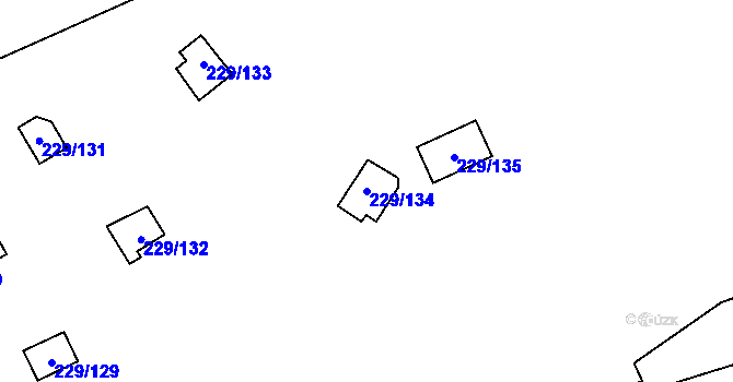 Parcela st. 229/134 v KÚ Hostěradice, Katastrální mapa
