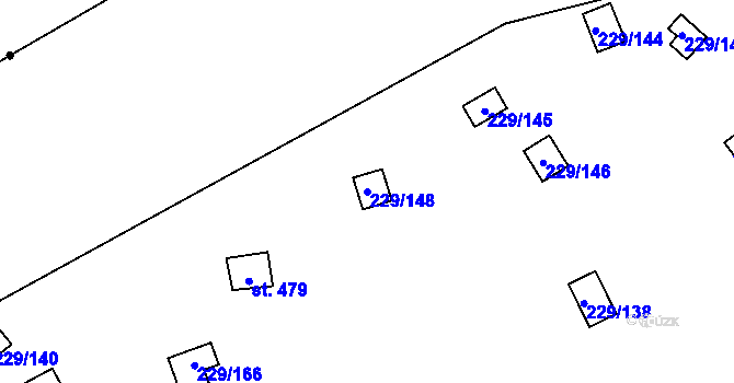 Parcela st. 229/148 v KÚ Hostěradice, Katastrální mapa