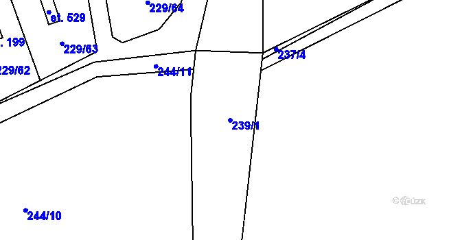 Parcela st. 239/1 v KÚ Hostěradice, Katastrální mapa
