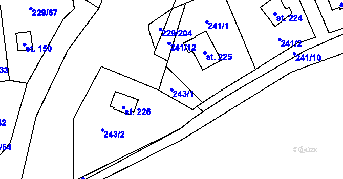 Parcela st. 243/1 v KÚ Hostěradice, Katastrální mapa
