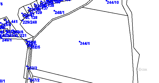 Parcela st. 244/1 v KÚ Hostěradice, Katastrální mapa