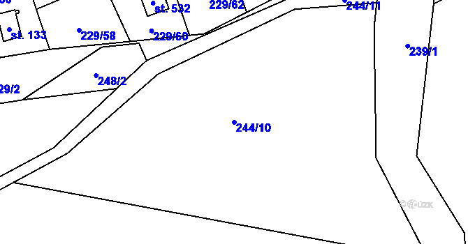 Parcela st. 244/10 v KÚ Hostěradice, Katastrální mapa