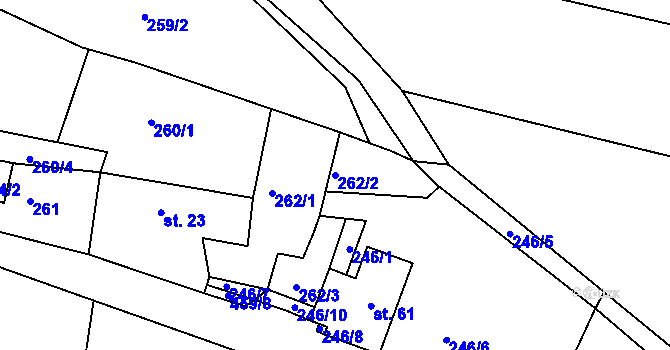 Parcela st. 262/2 v KÚ Hostěradice, Katastrální mapa