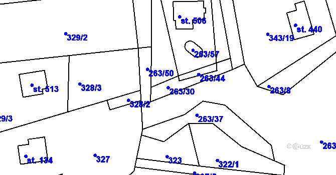 Parcela st. 263/30 v KÚ Hostěradice, Katastrální mapa