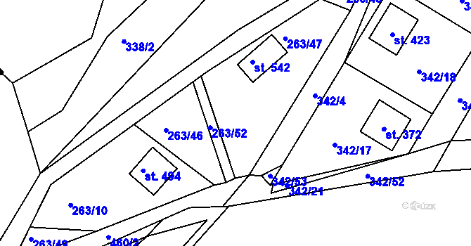 Parcela st. 263/53 v KÚ Hostěradice, Katastrální mapa