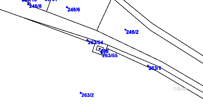 Parcela st. 263/55 v KÚ Hostěradice, Katastrální mapa