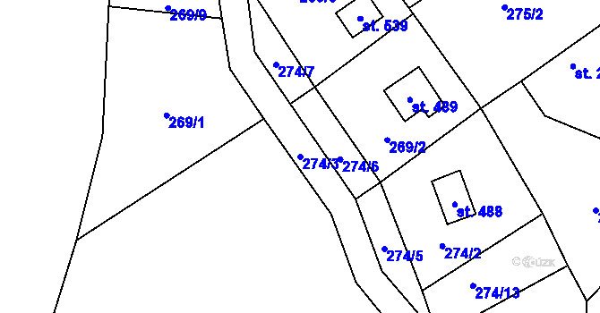Parcela st. 274/3 v KÚ Hostěradice, Katastrální mapa