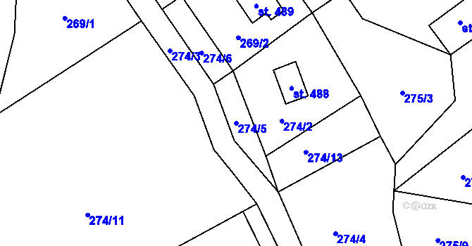 Parcela st. 274/5 v KÚ Hostěradice, Katastrální mapa