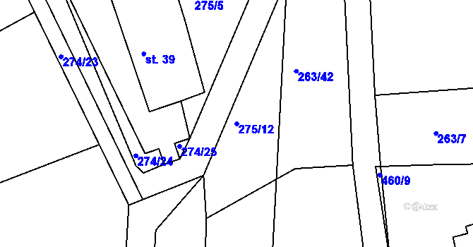 Parcela st. 275/12 v KÚ Hostěradice, Katastrální mapa