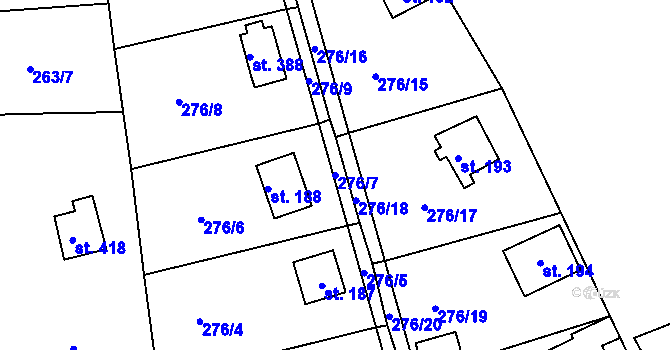Parcela st. 276/7 v KÚ Hostěradice, Katastrální mapa