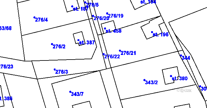 Parcela st. 276/22 v KÚ Hostěradice, Katastrální mapa