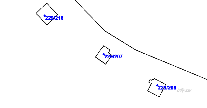 Parcela st. 229/207 v KÚ Hostěradice, Katastrální mapa