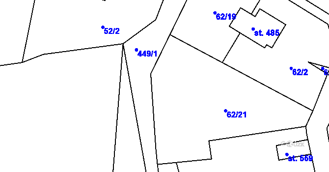 Parcela st. 62/20 v KÚ Hostěradice, Katastrální mapa