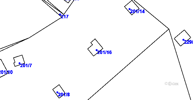 Parcela st. 201/16 v KÚ Hostěradice, Katastrální mapa
