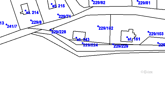 Parcela st. 229/224 v KÚ Hostěradice, Katastrální mapa
