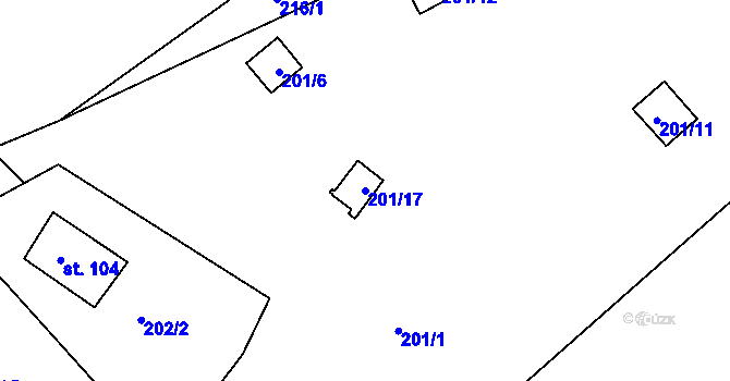 Parcela st. 201/17 v KÚ Hostěradice, Katastrální mapa