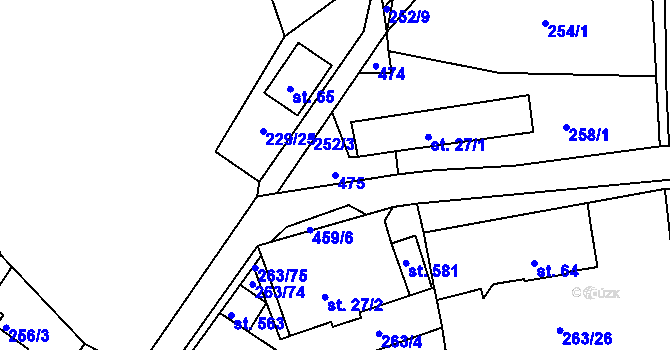 Parcela st. 475 v KÚ Hostěradice, Katastrální mapa